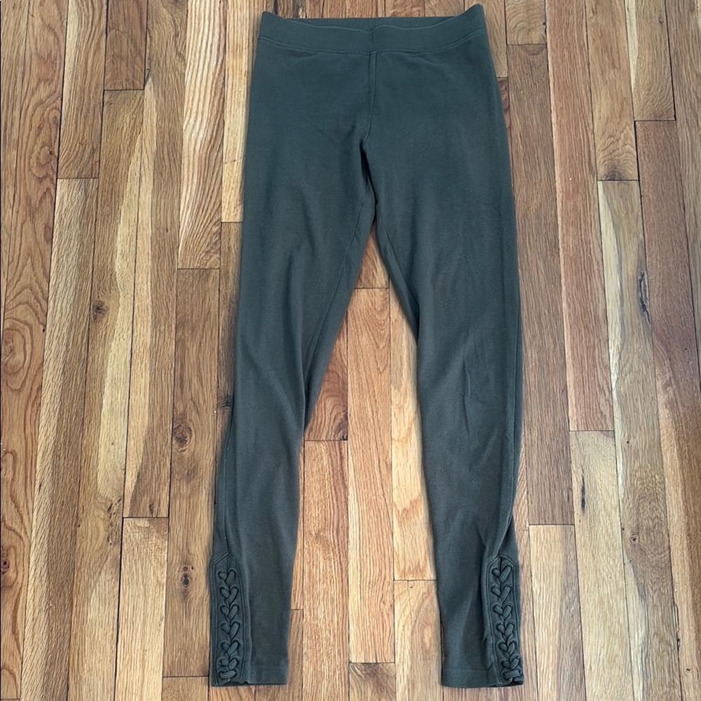 Aeropostale Olive Green Leggings with Lace Detail (1)